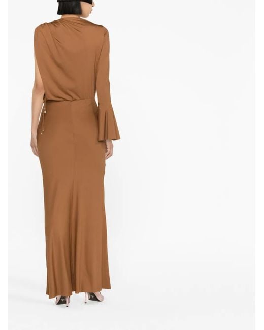 V:PM ATELIER Liv アシンメトリースリーブ ドレス Brown