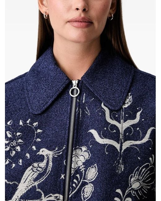Scotch & Soda Blue X Royal Delft Graphic-Jacquard Zip-Up Jacket