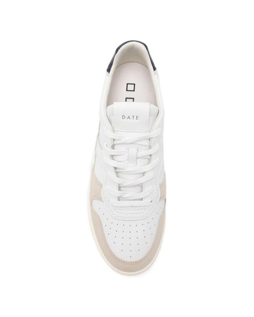 Date White Perforated Panel Sneakers for men