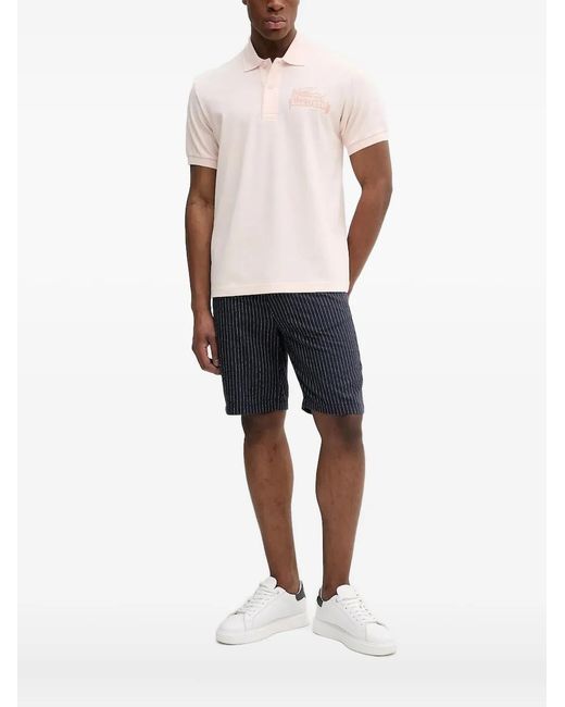 Lacoste Pink Logo-Print Polo Shirt for men
