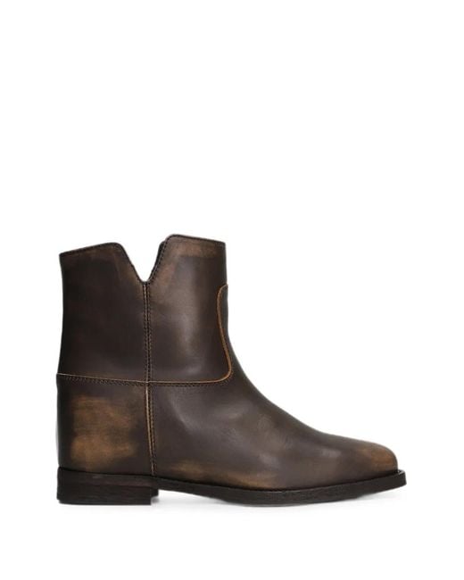 Via Roma 15 Brown Faded-Effect Ankle Boots