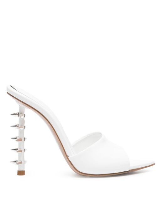 Le Silla White Jagger 120mm Leather Mules