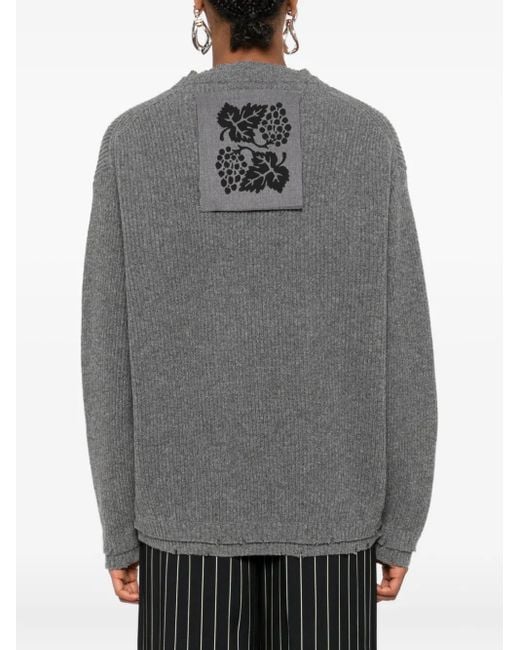 FEDERICO CINA Gray Ribbed Wool Sweater