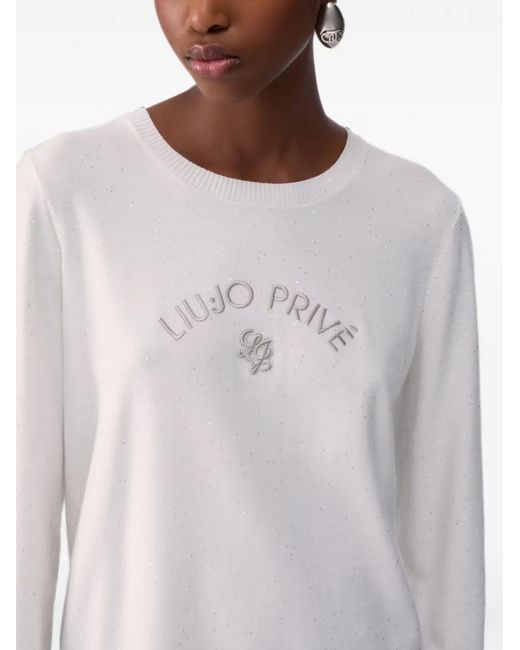 Liu Jo White Top With Micro Sequins