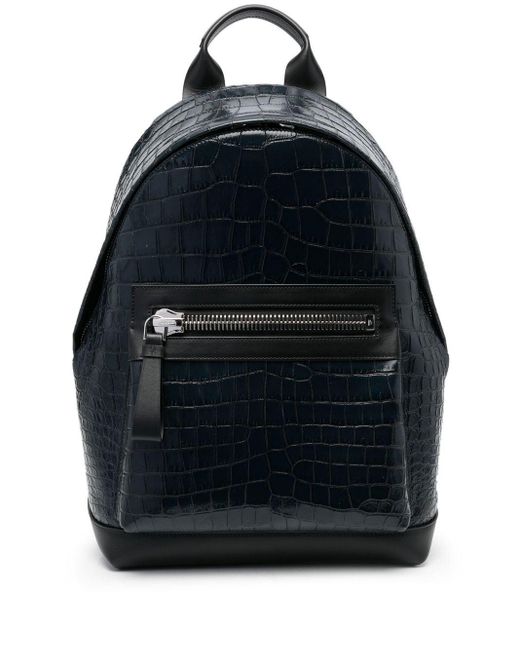 Tom Ford Crocodile-effect Leather Backpack in Black for Men | Lyst UK