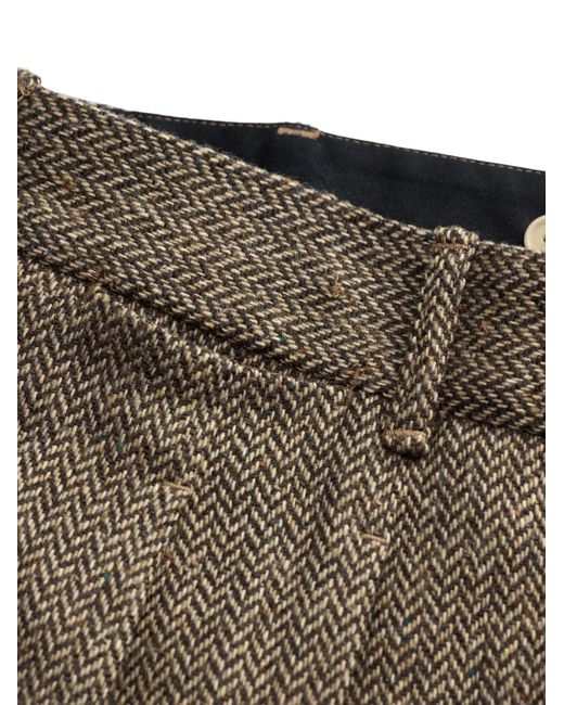 RRL Natural Herringbone-Pattern Pleated Trousers for men