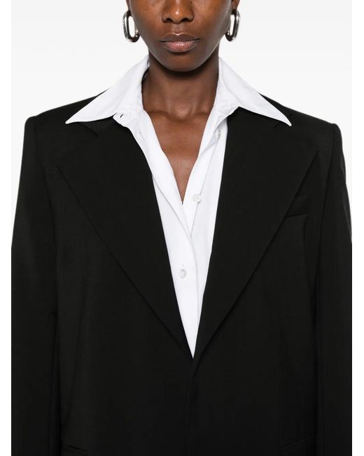 Sportmax Black Tenace Peak-Lapel Single-Breasted Blazer