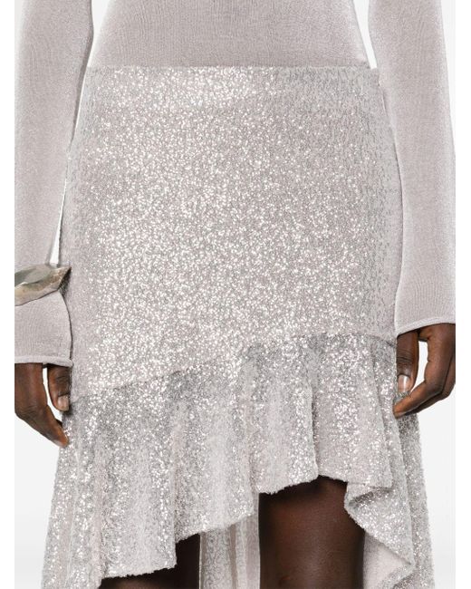 IRO White Sequin-embellished Asymmetric Skirt