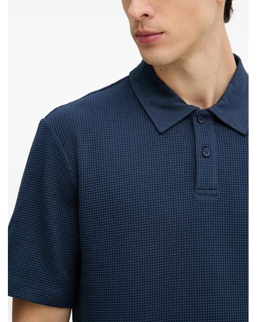 Trussardi Blue Waffle-Knit Short-Sleeve Polo Shirt for men
