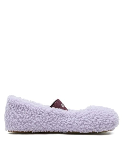 Moon Boot Purple Shearling Ballerina Flats