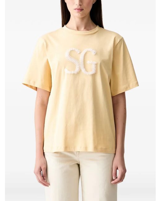 Stine Goya Natural Logo Embroidered T-Shirt