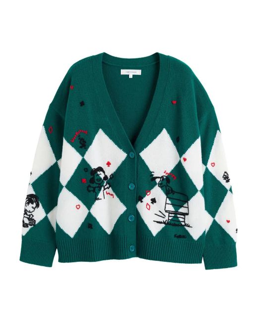 X Peanuts Cardigan À Losanges Chinti & Parker en coloris Green