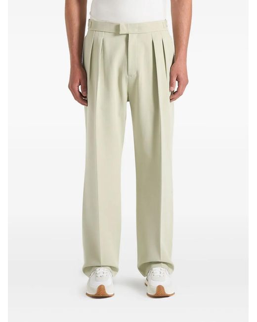 Manière De Voir Green Pierre Hatched Pleated Tailored Trousers for men