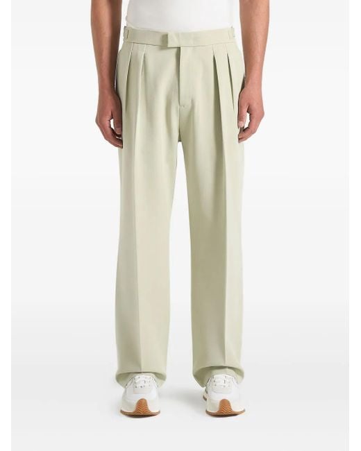 Manière De Voir Green Pierre Hatched Pleated Tailored Trousers for men