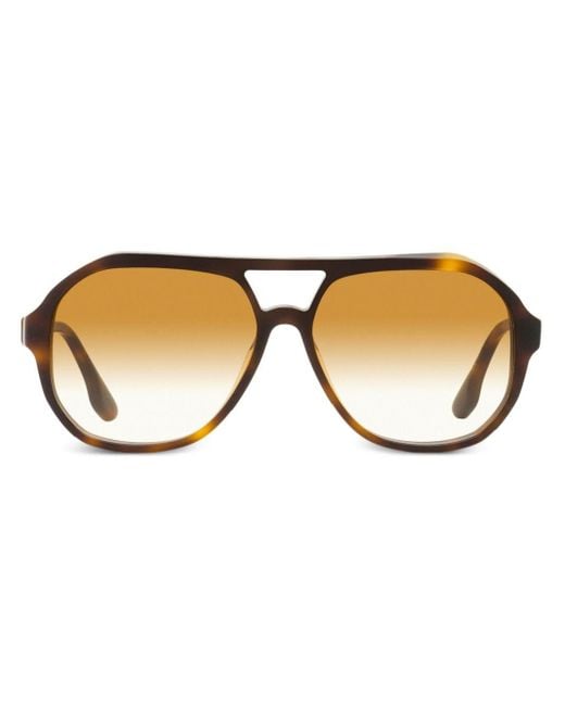 Victoria Beckham Brown Tortoiseshell Pilot-frame Sunglasses