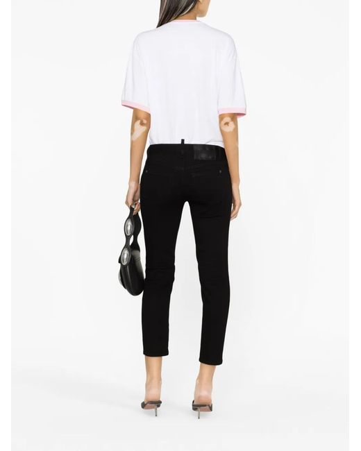 DSquared² Black Logo-Plaque Tapered Jeans
