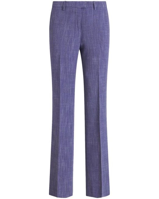 Etro Blue Slub-Texture Tailored Trousers