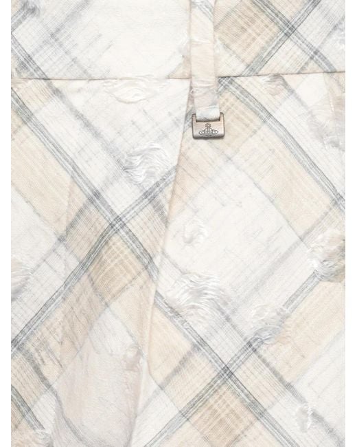 Vivienne Westwood White Check-Pattern Distressed Trousers