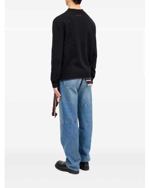 MM6 by Maison Margiela Black Crew-Neck Sweater for men