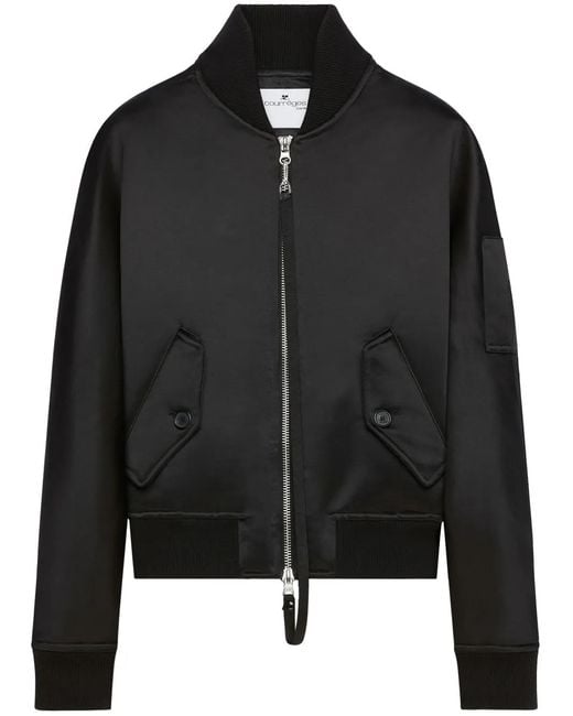 Courreges Black Satin Bomber Jacket for men