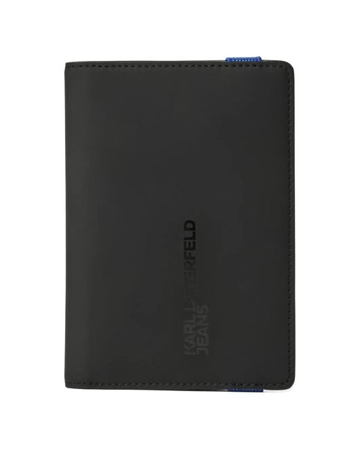 Karl Lagerfeld Black Logo-Detail Elasticated Passport Case for men