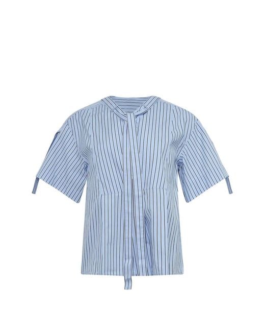 3.1 Phillip Lim Blue Striped Tie-Neck Top