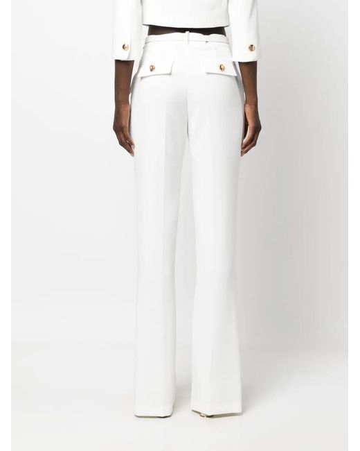 Elisabetta Franchi White High-Waisted Tailored Trousers