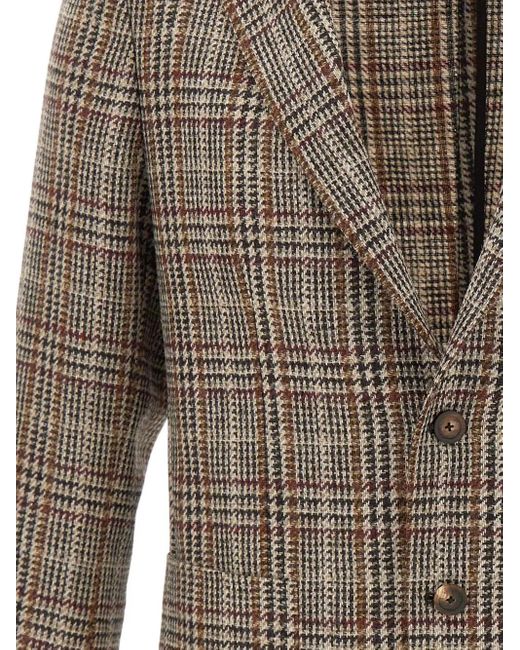 Tagliatore Brown Single-Breasted Houndstooth Blazer for men