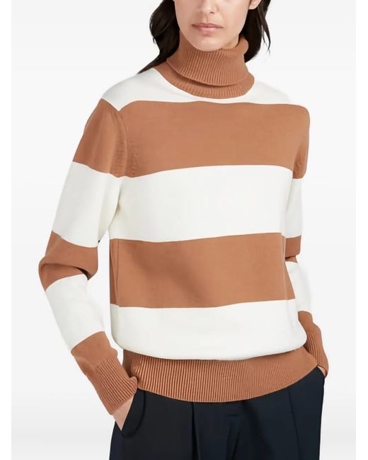Paul & Shark Brown Turtleneck Striped Sweater