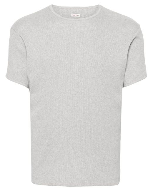 Fursac White Ribbed-Effect T-Shirt for men
