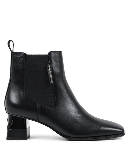 Karl Lagerfeld Black 60Mm Kayla Square-Heel Ankle Boots