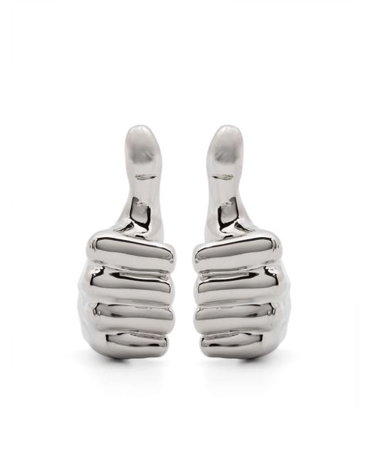 Y. Project White Mini Thumbs Up Earrings for men