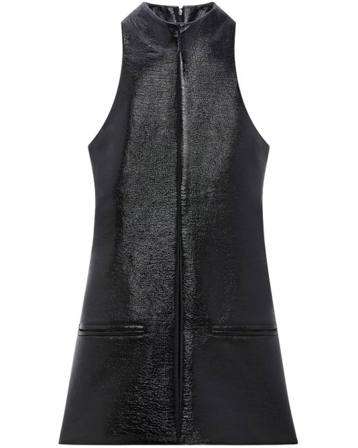 Courreges Black Sleeveless Vinyl A-Line Dress