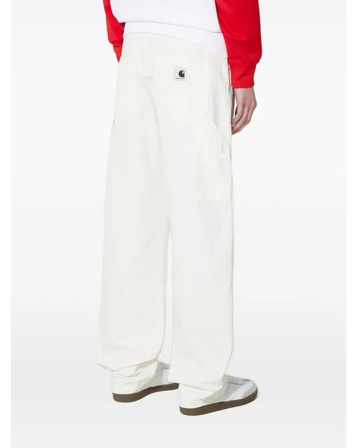 Carhartt White Pantalon Cargo À Patch Logo