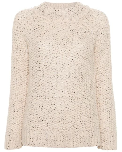 Ermanno Scervino Natural Pullover Mit Kristallen