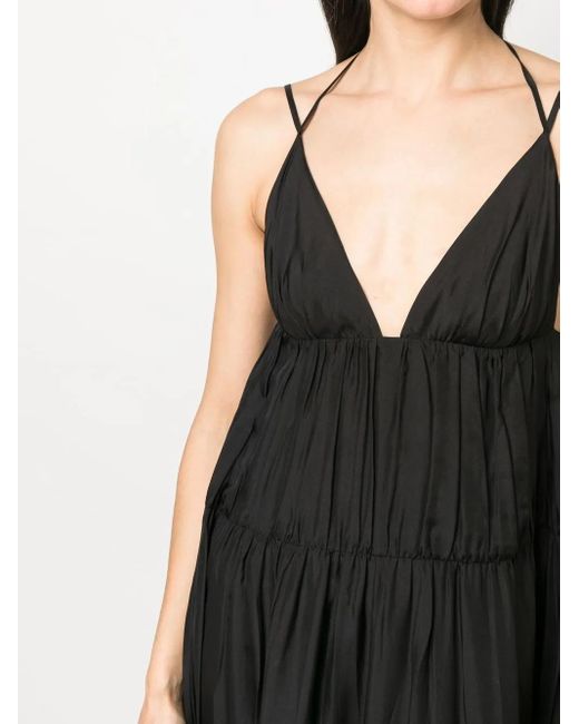 Joseph Black Ruched Silk Long Dress