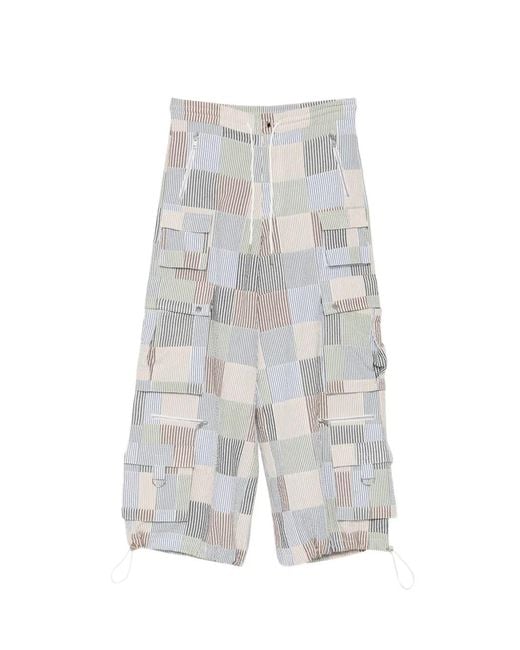 Cynthia Rowley White Millie Patchwork Cargo Pants