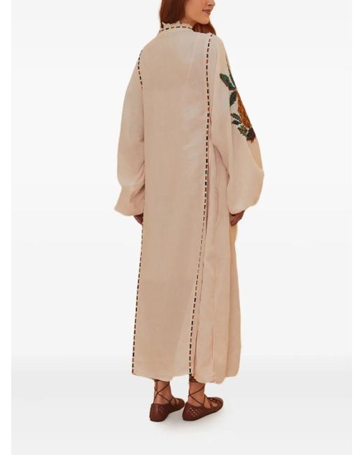 Farm Rio Natural Linen Midi Dress