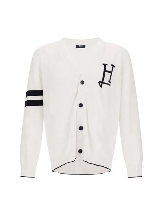 Herno White Logo-Detail Cardigan for men