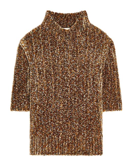 Maglione A Collo Alto di Dries Van Noten in Brown