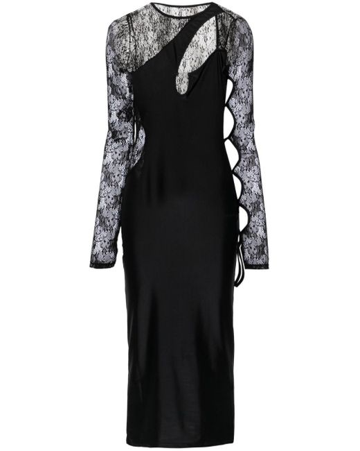 Versace Jeans Couture Black Lace-Panelling Maxi Dress