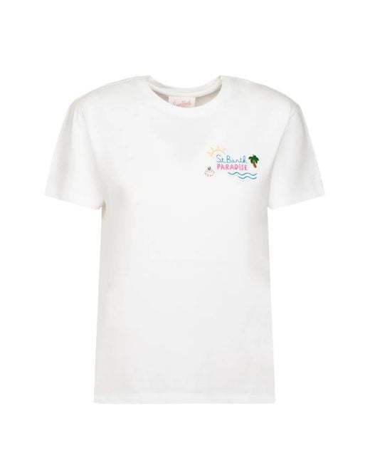 Mc2 Saint Barth White Emilie Logo-Embroidered T-Shirt