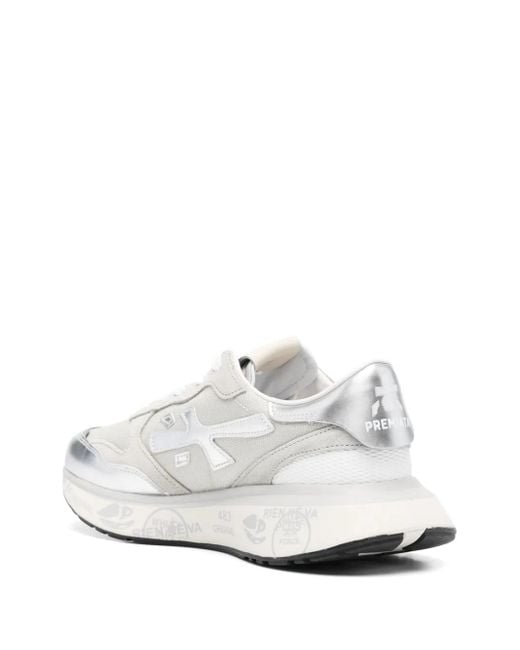 Premiata White Lauryn Metallic-Finish Panelled Sneakers