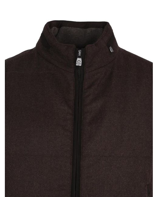 Corneliani Brown Zip Outdoor Waistcoat for men