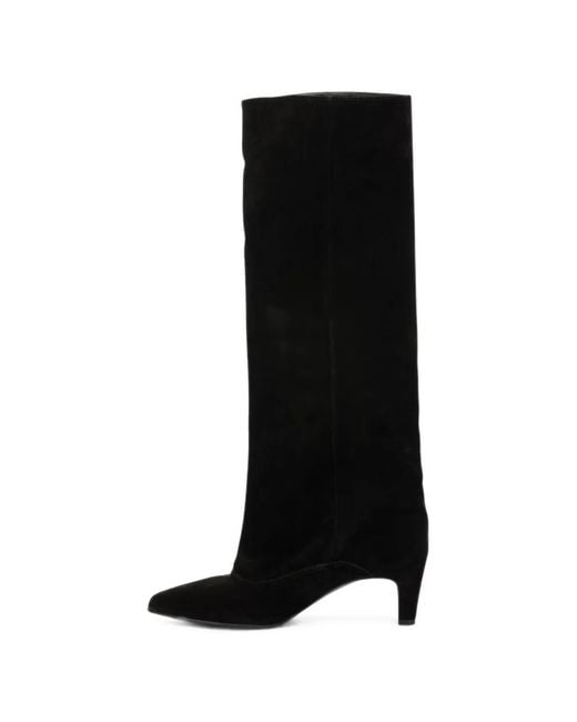 strategia shoes Black Pointed-Toe Suede Boots