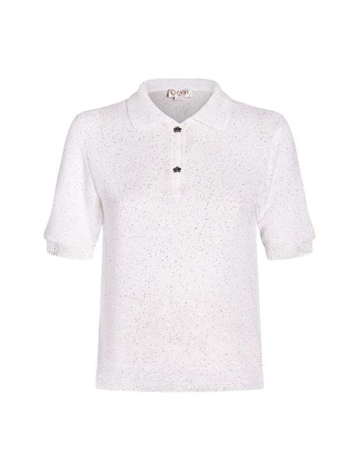 Genny White Sequin Maglieria Knitwear