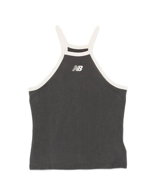 New Balance Gray Logo-Embroidered Racerback Tank Top