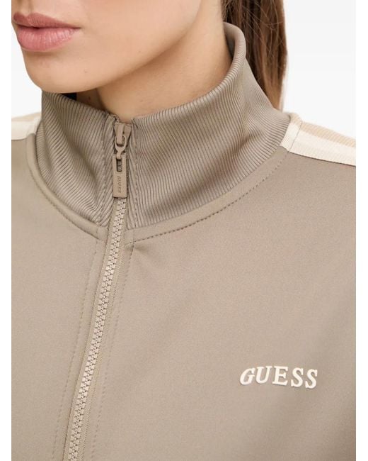 Guess Natural Zip Striped Top