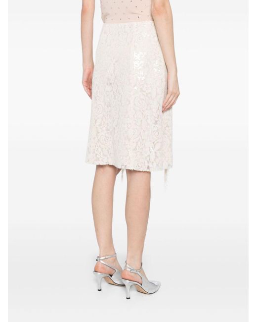 MSGM White Sequined Skirt