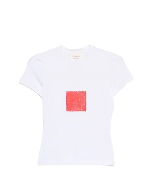 Co.Go White Square-Print T-Shirt